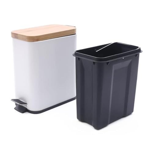 Caneca de basura rectangular de 5L con tapa blanca miniatura 5