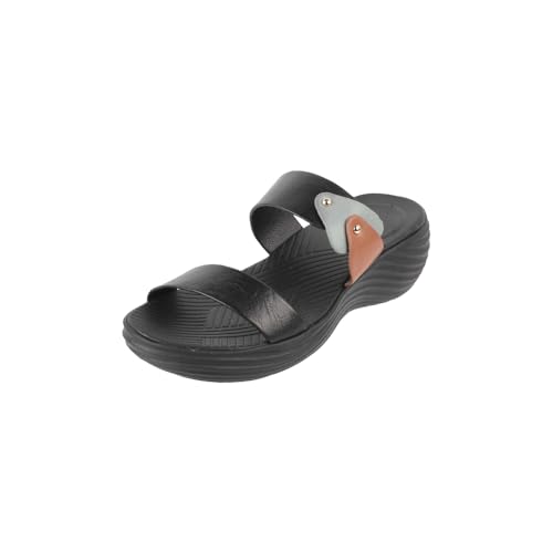 Metro Women Black Chic Cushioned Metal Detail Comfort Slides UK/3 EU/36 (41-264)