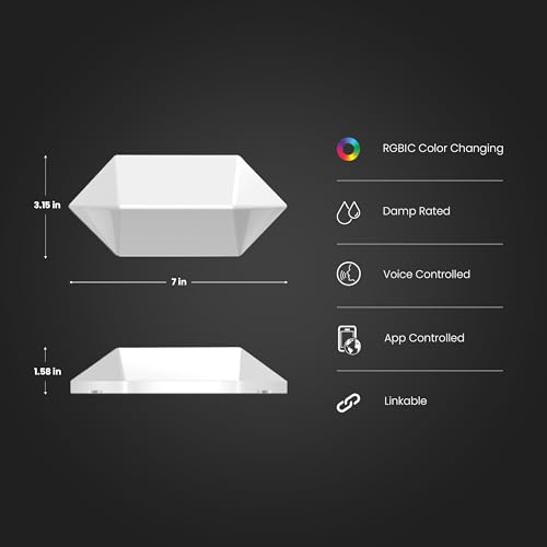 Image of Feit Electric Smart LED Hexagon Tile Lights, 7 inch Ea, Linkable, RGBW Color Chasing, 2.4GHZ WiFi Enabled, Compatible with Alexa and Google Home Asst, Music Sync, Remote App, 6 Pack - HEX /CHASE /AG /6KIT