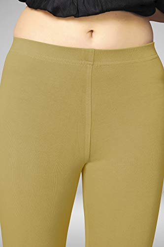 Image of Women's Cotton Skinny Leggings with Ankle Length Solid Pattern Mid Rise and Elastic Closure | Cotton Skinny Leggings for Womens