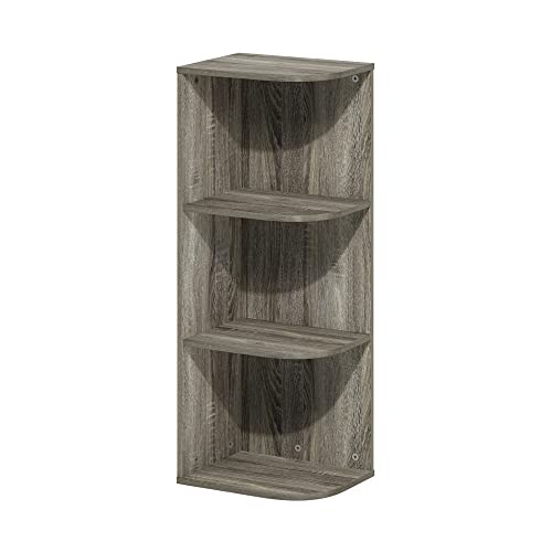 Image of Furinno PASIR Book Shelf, 3-Tier Corner Bookshelf with Open Shelf, Standing Bookcase, 9.3 x 12 x 31.5 for Organization and Storage, for Living Room, Bedroom, Home Office, French Oak