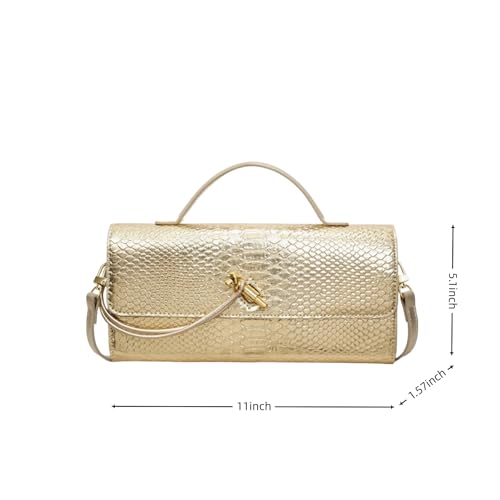 Image of Women Vegan Leather Evening Handbag Crocodile Pattern Handle Clutch Purse Cross Body Envelope Bag