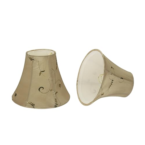 Image of Aspen Creative 30009 Small Bell Shape Chandelier Clip-On Lamp Shade, Gold, 3 inch Top x 6 inch Bottom x 5 inch Slant
