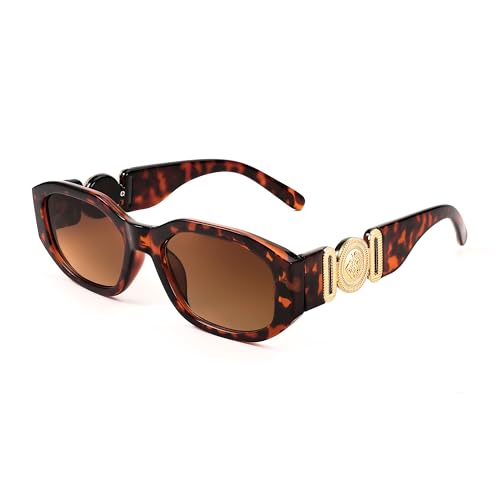 Image of FEISEDY Retro Trendy Rectangle Sunglasses Women Men Narrow Shades B2322 | |Vintage Shades |UV400 Protection |Blocks Glare |Women & Men |Comes With A Storage Case