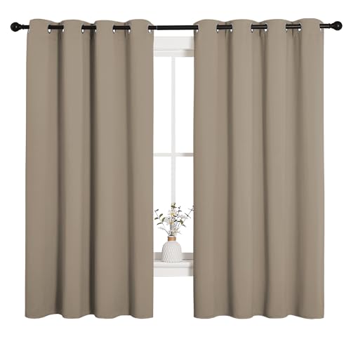 Image of NICETOWN Bedroom Curtain Panels Blackout Draperies, Thermal Insulated Solid Grommet Blackout Curtains /Drapes (Taupe, 1 Pair, 55 by 68-inch)
