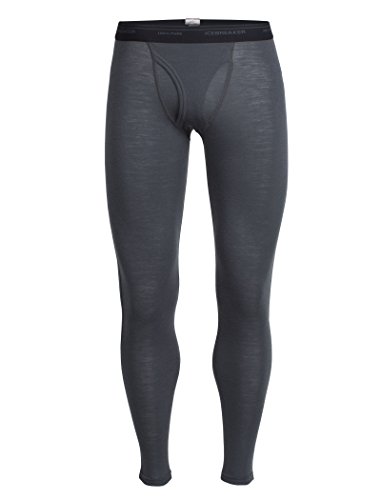 Icebreaker Merino Men's Everyday Midweight Base Layer Leggings w/Fly, New Zealand Merino Wool, Monsoon, Small