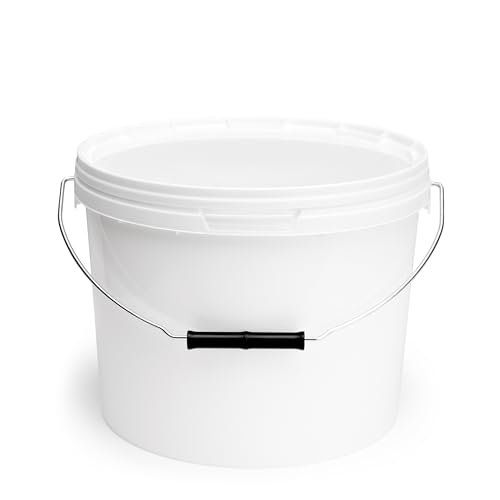 Garronda Secchio di plastica con Coperchio 10 L per la conservazione di Prodotti Alimentari e chimici Contenitore Plastica con Coperchio GD-0115 Bianco 1 Pezzo