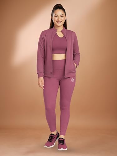 Image of Women 3 Piece Gym Workout Set | Sports Bra, Zip-Up Jacket & High Waist Leggings | Stretchable Yoga Activewear Co-Ord Set for Women | Fitness Gym Tracksuit