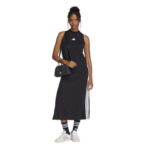 adidas Women's Essentials 3-Stripes Long Racerback Dress, Black/White