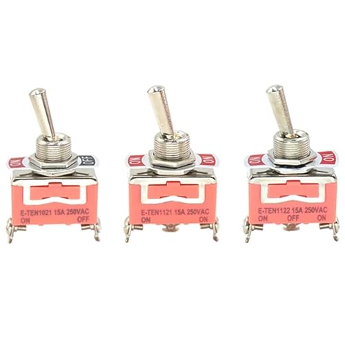 Interruptor de palanca DPDT E-TEN 1122 de 250V 15A con 3 posiciones de enganche