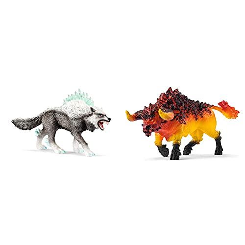Schleich Eldrador, Eldrador Creatures, Action Figures for Boys and Girls 7-12 Years Old, Snow Wolf & Eldrador, Eldrador Creatures, Action Figures for Boys and Girls 7-12 Years Old, Fire Bull