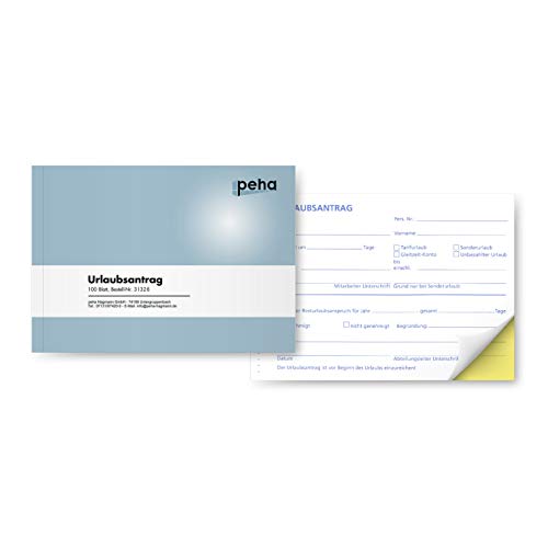PEHA® 'Vacaciones antrag' A6 horizontal, papel autocopiativo (1 bloque con 2 x 48blatt)