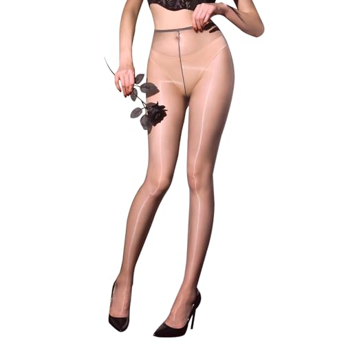 Image of Women's Oil Shiny Pantyhose 3 Denier Ultra-Thin Sheer Tights Silky Control Top Stockings