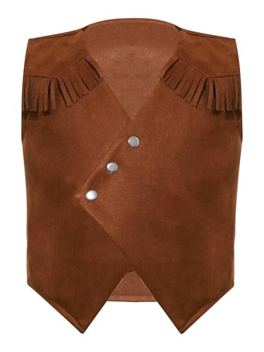 Unisex Kids Sleeveless Open Front Waistcoat Tops Cowboys Cowgirls Roleplay Fancy Dress Ups3