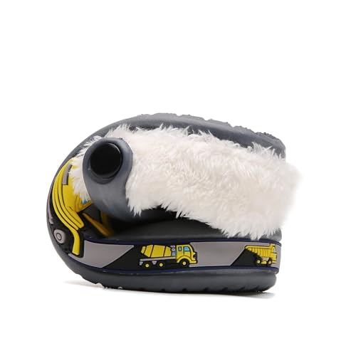 Meidiastra Kids Excavator Clogs Boys Girls Fur Lined Clogs Slippers Winter Warm Memory Foam Home Slippers Indoor Outdoor Non Slip Mules Grey32 thumb #5