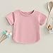 Tsseiatte Toddler Baby Boy Girl Short Sleeve Crew Neck T Shirt Pullover Sweatshirt Summer Basic Tees Solid Casual Clothes (US, Age, 6 Months, 12 Months, B-Pink)