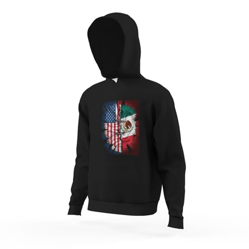 Kids Retro Half Mexican And American Mexico America Usa Flag Boys Girls Lightweight Kangaroo Pocket Fleece Hoodies 5