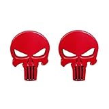fenghangcang 3D Metal Skull Punisher Emblem Sticker 2-Pack, Cars Adornment Metal Sticker Decals for Cars, Trucks, Motorcycle, Vehicle, Luggage, Laptop (Red), fhc1691