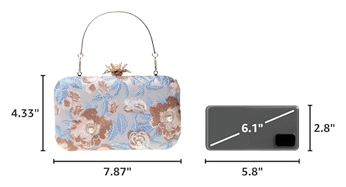 Image of Womens Vintage Floral Embroidery Clutch Evening Handbag Shoulder Bags Purse for Wedding Party Prom
