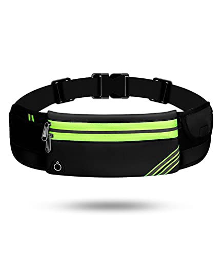 Gloppie Ceinture de Course pour Femme Homme, Sac Banane Running Smartphone Portable Pochette Étanche avec Bandes Réfléchissantes et Trou pour Écouteurs, Sac de Sport pour Marche Jogging Escalade, Noir