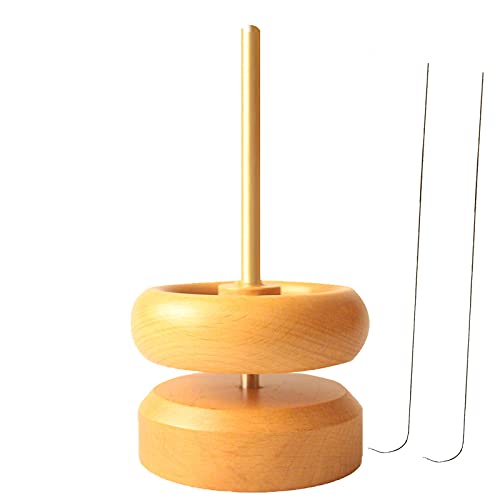DIY Making Bead Spinner Set, Spin-n-Bead Bead Loader with 2-Piece Curved Needles Gem Workshop Bead Loader String Bead Holder Stringing Tool Wooden Jewelry Crafting Tool