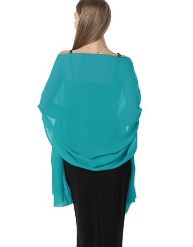 Hotshawl Chales y pañuelos de gasa para vestidos de noche de mujer, elegante bufanda suave, bufanda de novia, estola de boda., Turquesa, Talla única