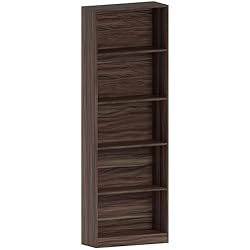 Estanteria Color Nogal Home Discount Cambridge - Estantería de madera de nogal, 5 estantes, extragrande, para oficina o sala de estar