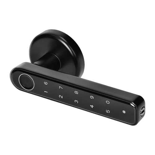 Miratic Manija con Cerradura Electronica Modo de Funcionamiento: Bluetooth 5.0 / Código/Cerradura con Huella Digital IP20 Negro Funciona con 4 pilas AAA Grosor de la puerta: 42 54 mm
