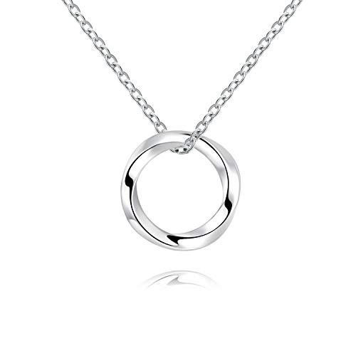 Circle Necklace for Women - 925 Sterling Silver Dainty Eternity Mobius Circle of Life Jewelry Gift for Women