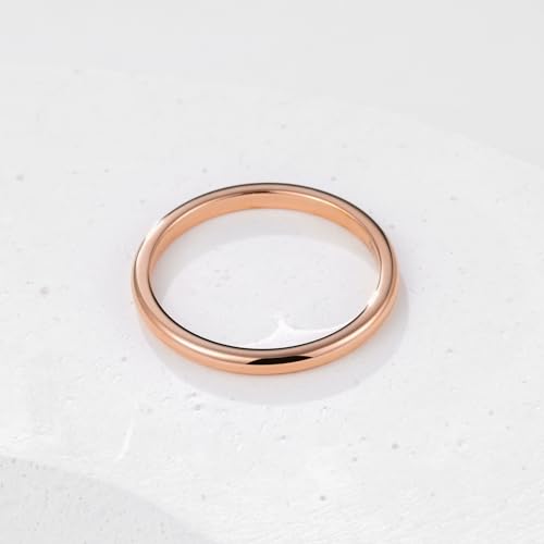 Image of King Will Men's Women's Tungsten Carbide Ring 24k Gold Plated Rose Gold Plated Domed Polished Finish Wedding Band