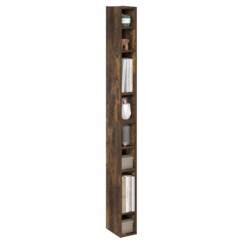Furinno Fulda Book Shelf, 8-Tier Bookshelf, Bookcase with Space Saving Storage Shelf, 9.2 x 5.9 x 70.9, for Living Room, Bedroom, Home Office, Amber Pine by Furinno - Image 3