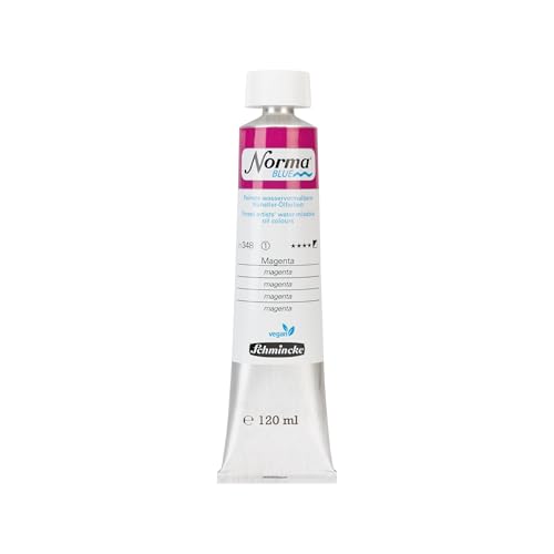 Schmincke - NORMA Blue, 21348012, mejores pinturas al óleo a base de agua, altamente pigmentadas, resistentes a la luz, veganas, magenta, 120 ml