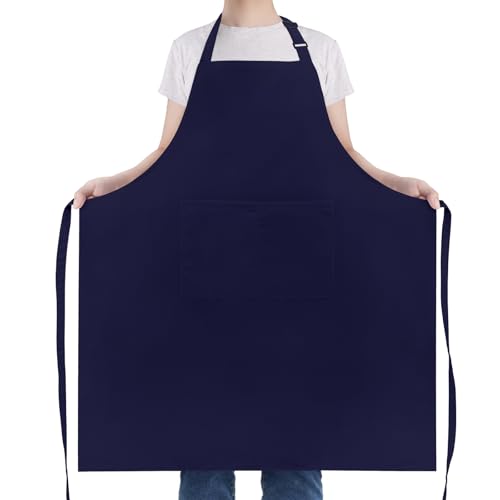 NLUS Delantales extragrandes para hombre, delantal de chef ajustable para hombre, delantales de cocina para mujer, con 2 bolsillos, resistente al agua y al aceite, Azul marino, 33.5' Long x 27' Wide