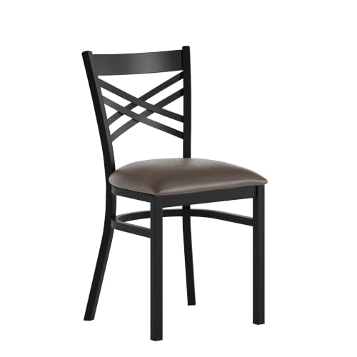 Image of Flash Furniture Hercules X-Back Restaurant Chair - Vinyl Seat, Black /Mocha