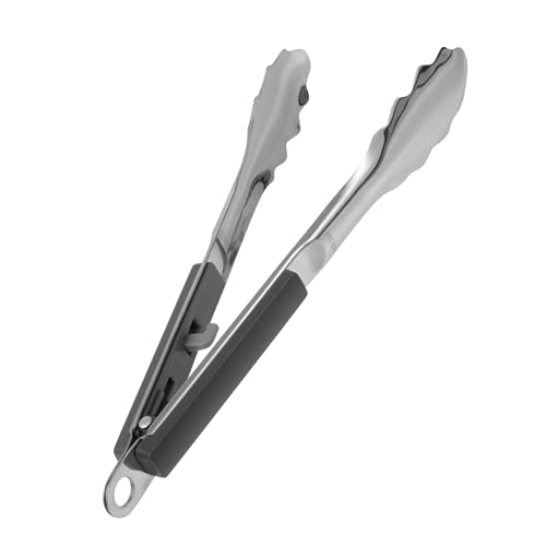 Cabilock 1Pc Stainless Steel Barbecue Tongs Practical Food Clamp Rustproof Bbq Tong with Comfortable Grip for Grilling Serving Salads and Cooking