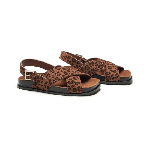 Image of C.Paravano Women Sandals | Women's Slide Sandals | Comfortable Dressy Flat Sandals | Sandals with Arch Support | Adjustable Buckle Slip On