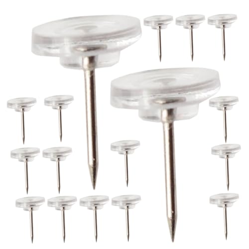 HOMSFOU 50 Piezas Uñas en Forma de Plana en Forma de I Muro para Patas Carteles alfileres chinchetas de Pizarra Tachuelas Redondas Tachuelas de Mapa Tachuela Clara el plastico Transparente