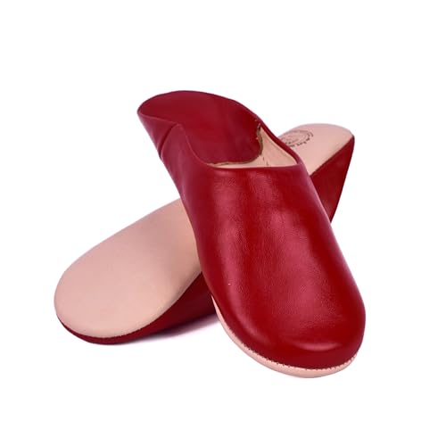 Moroccan Leather Slippers for Men & Women – Handmade Unisex Indoor House Shoes, Genuine Leather, Non-Slip Sole, Soft Lining, Comfortable Slip-On Mules for Home, Bedroom & Living Room