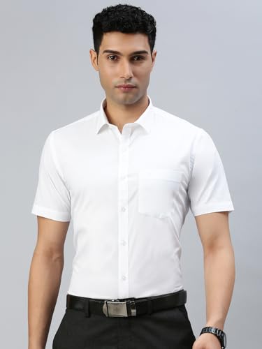 Image of RAMRAJ Formal White Polycotton Half Sleeves Shirt Pack of 2