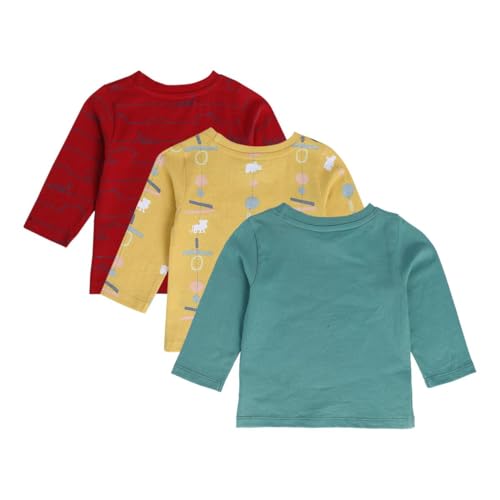 Image of miniklub Baby Collar Long Sleeve Knitted Cotton T-Shirt (Grey /Yellow Color)