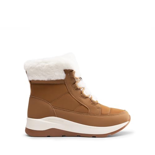 Image of DREAM PAIRS Women's Outdoor Winter Snow Boots | Women Winter Snow Boots, Faux Fur Waterproof Ankle Booties, Zaylee Ladies Slip Resistant Sole Comfortable Short Boots Outdoor
