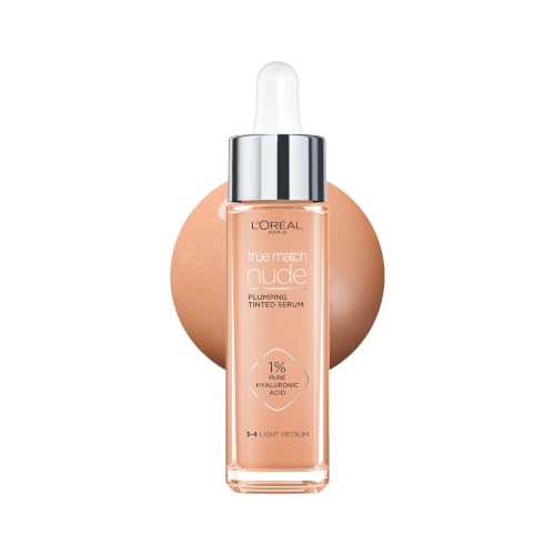 LOréal Paris Nude Tinted Serum Plumping and Hydrating 1% Hyaluronic Acid Shade 3-4 Light Medium