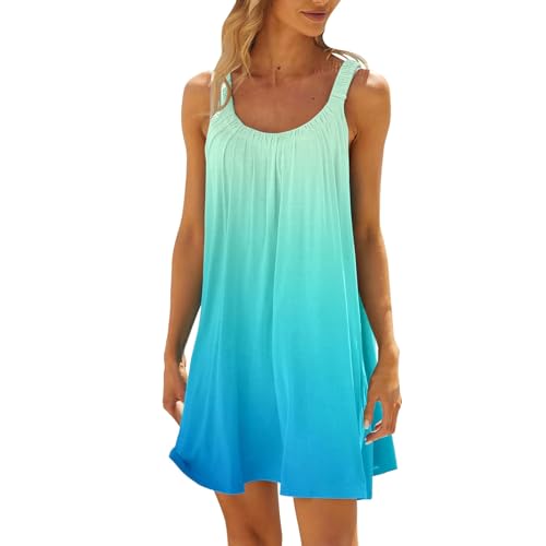 Strandkleider Damen Badeanzug Cover Up Ärmellos Rundhals Sommer Strand Tunika Strandponcho Elegante Beachkleider Bedecken Leichte Bikini Vertuschen...
