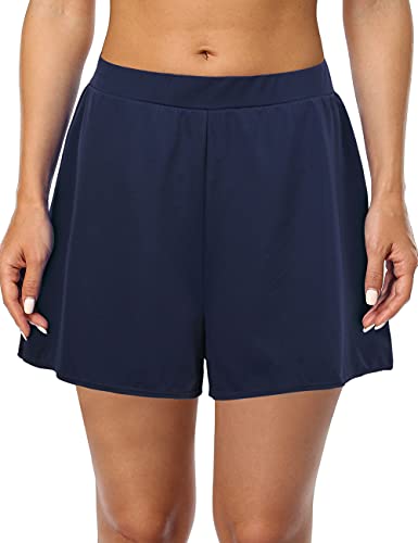 Hilor Women's Boy Leg Swim Bottom UPF 50+ High Waisted Tankini Bottom Swim Brief Swim Trunk Navy 18 Hilor Women's Boy Leg Swim Bottom UPF 50+ High Waisted Tankini Bottom Swim Brief Swim Trunk Navy 18