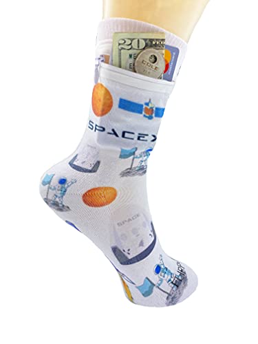 Image of Zipper Sock Wallet - Cotton & Polyester Zipper Socks with Pockets - Fits shoe size 6-13