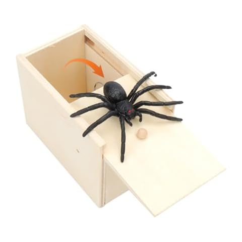 KAZETEC Spider in a Box Prank,Handmade Wooden Trick Surprise Box Spider Hidden in One Box Trick Toys for Adults and Children Pranks for Adults Stuff,Gift for Kids Ages 3 and Up Cover