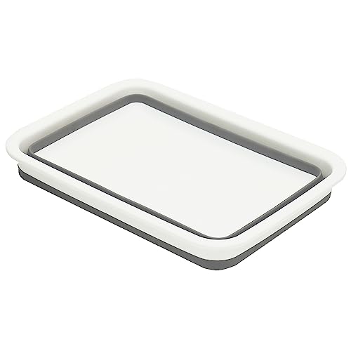 Michael Graves Design Pop Up Collapsible White Plastic And Grey Silicone Dish Pan For Dish Storage Or Drying (One Compartment) #TOP2