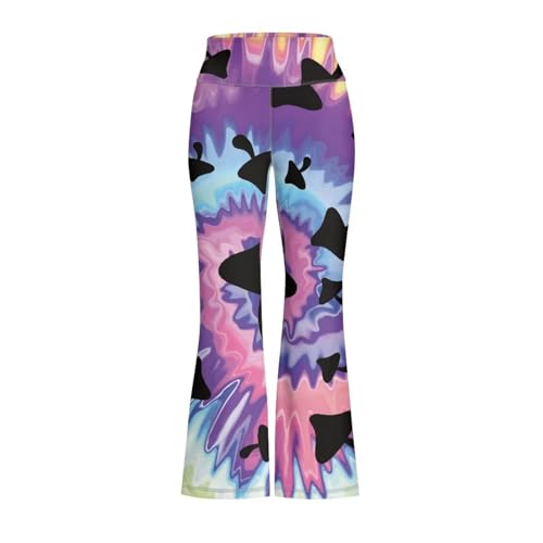 Hawapod Kids Flare Pants Girls Tie Dye High Waisted Flare Cozy Butt Lift Flared Yoga Pants