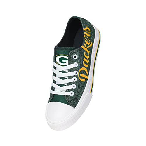 Image of FOCO Womens NFL Team Logo Ladies Fashion Color Glitter Low Top Canvas Sneakers Shoes
