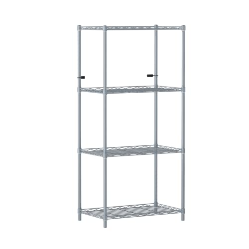 Image of 4-Shelves Wheels Heavy Duty Steel Storage Rack | Multipurpose Shelving Unit for Kitchen, Home & Utility | Grey, 4 Shelves Wheels
